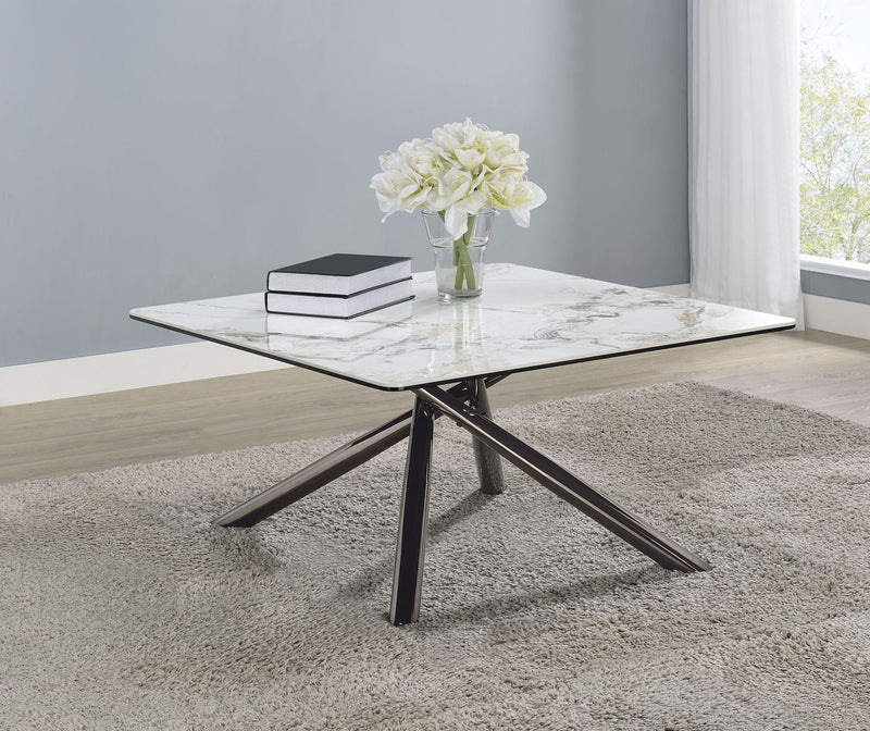 Carvell Square Sintered Stone Top Coffee Table Mirage White by Unique Piece Furniture