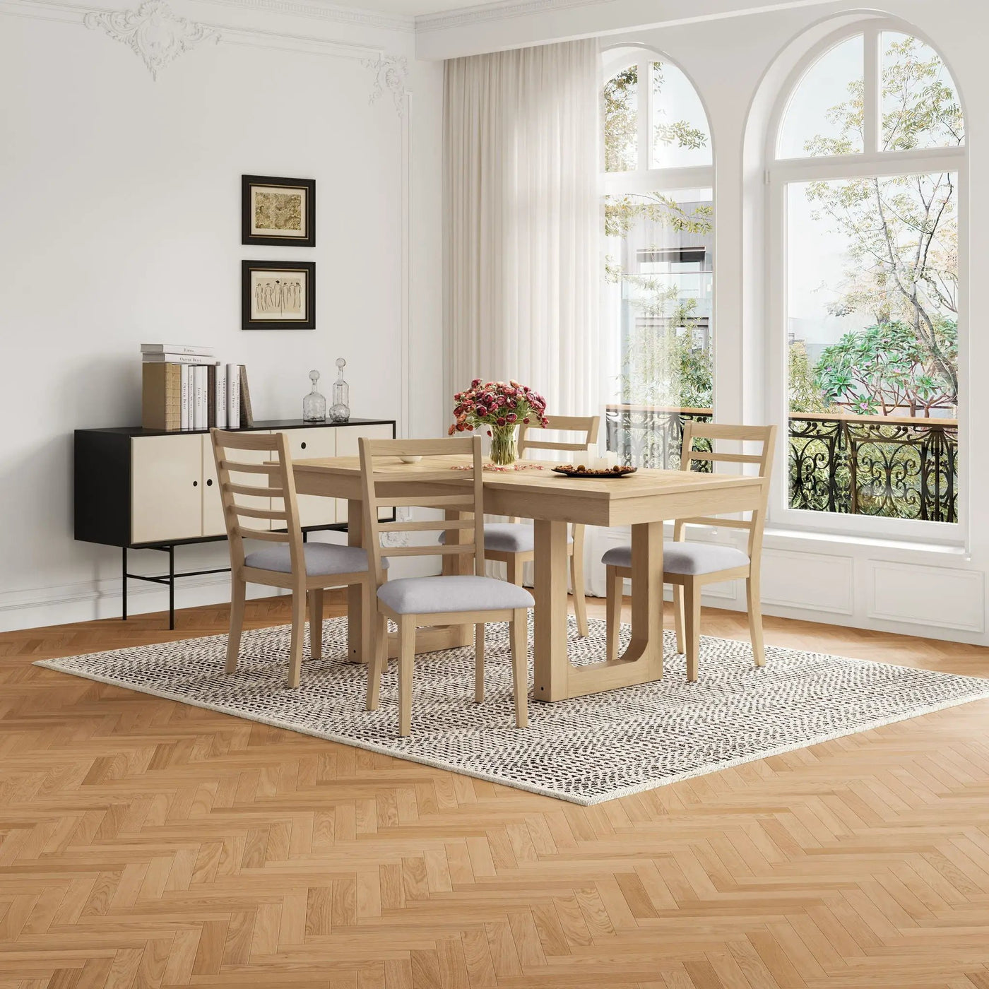 Upholstered Armless Chairs With High Ladder Back by Unique Piece Furniture