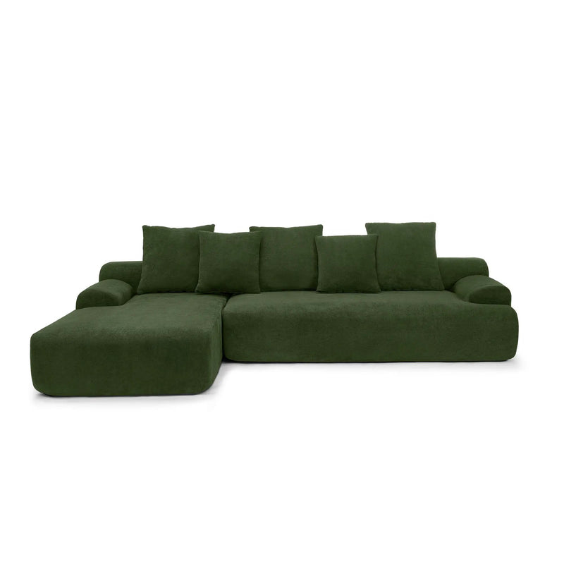L-Shape Sectional Sofa, Modular Compressed Couch For Living Room Bedroom, 4 Seater - Green by HouseOfZazla