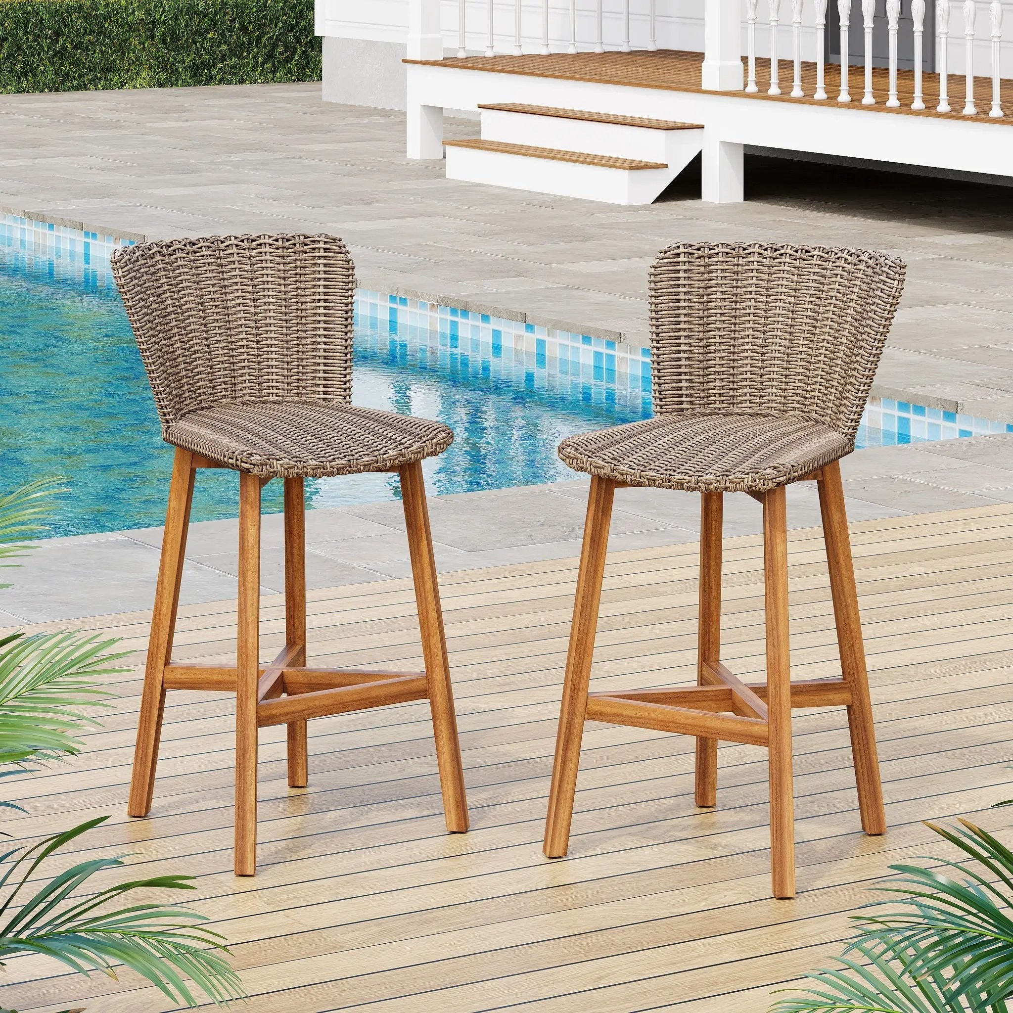 Lymington Outdoor Bar Stool Set of 2 by HouseOfZazla