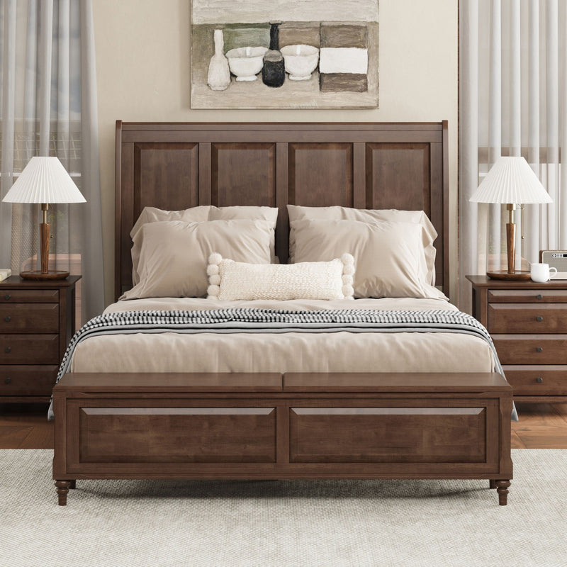 Sleigh Bed Frame With Tall Headboard And Storage Bench by HouseOfZazla