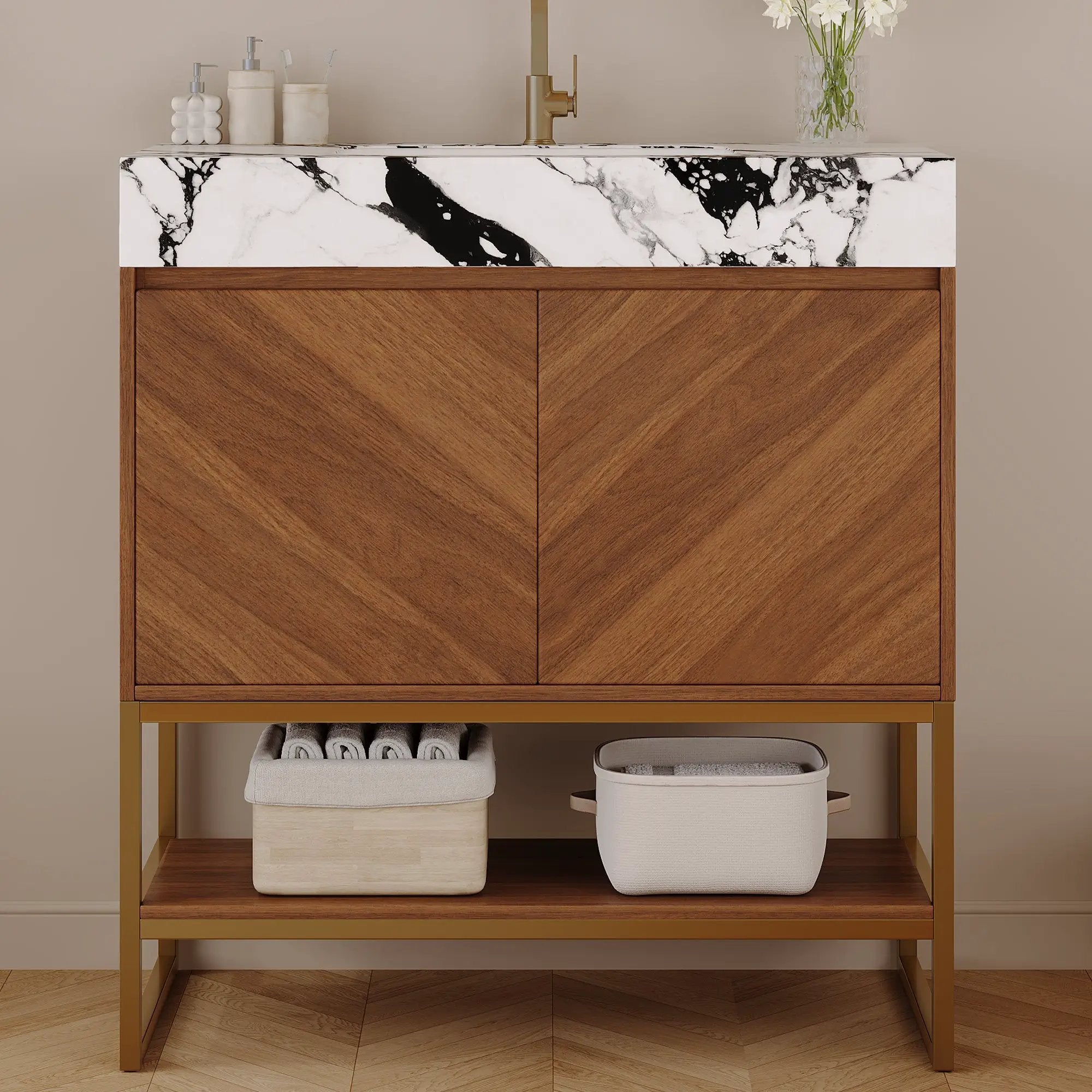 29.9" Modern Free-standing Bathroom Vanity with Ceramic Sink by HouseOfZazla