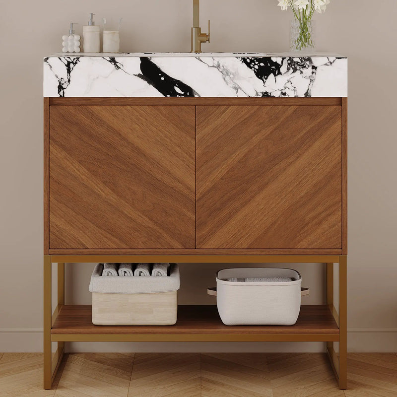 29.9" Modern Free-standing Bathroom Vanity with Ceramic Sink by HouseOfZazla