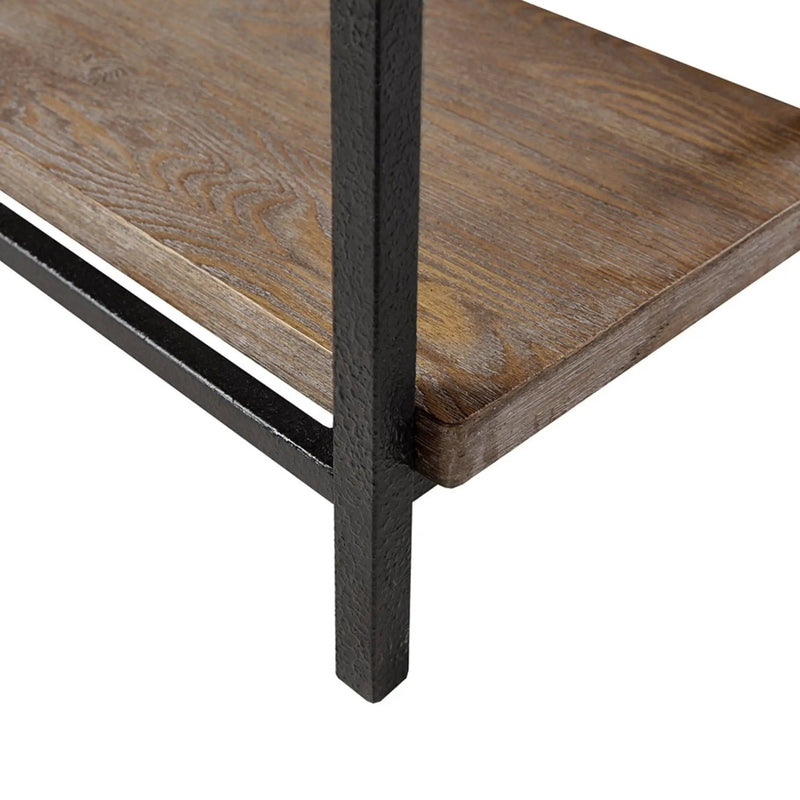 Industrial Style Metal Frame Accent Desk With Side Shelving - Gray by Unique Piece Furniture