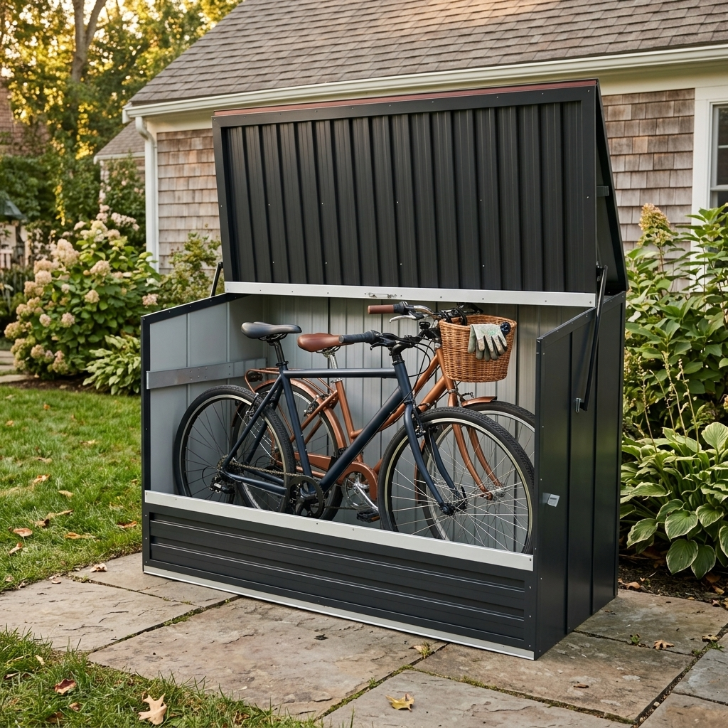 Outdoor Galvanated Steel Storage Shed with Flip Top and Foldable Front Door by HouseOfZazla