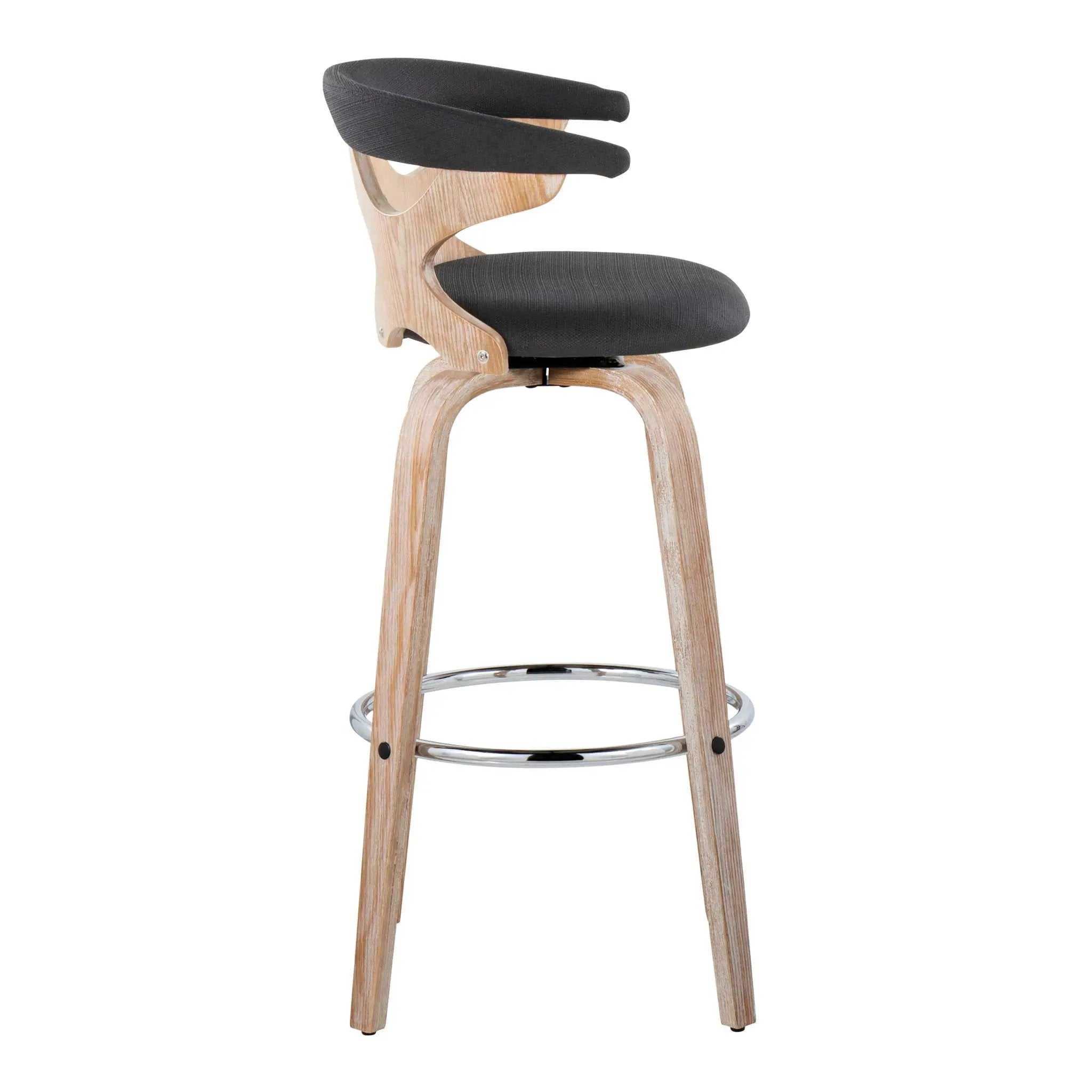 Gardenia - Contemporary Fixed Height Barstool With Swivel With Round Footrest (Set of 2) by HouseOfZazla