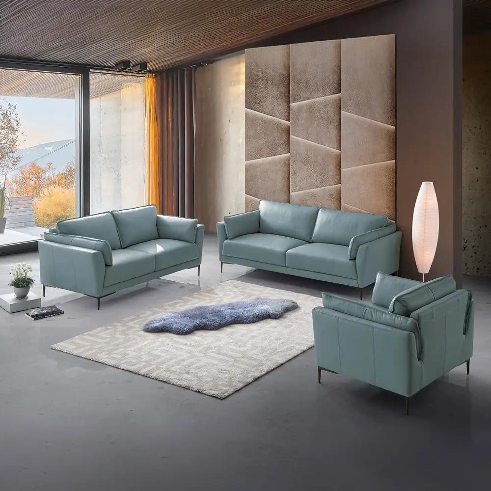 Mesut - Loveseat - Sage Green Top Grain Leather & Black by Unique Piece Furniture