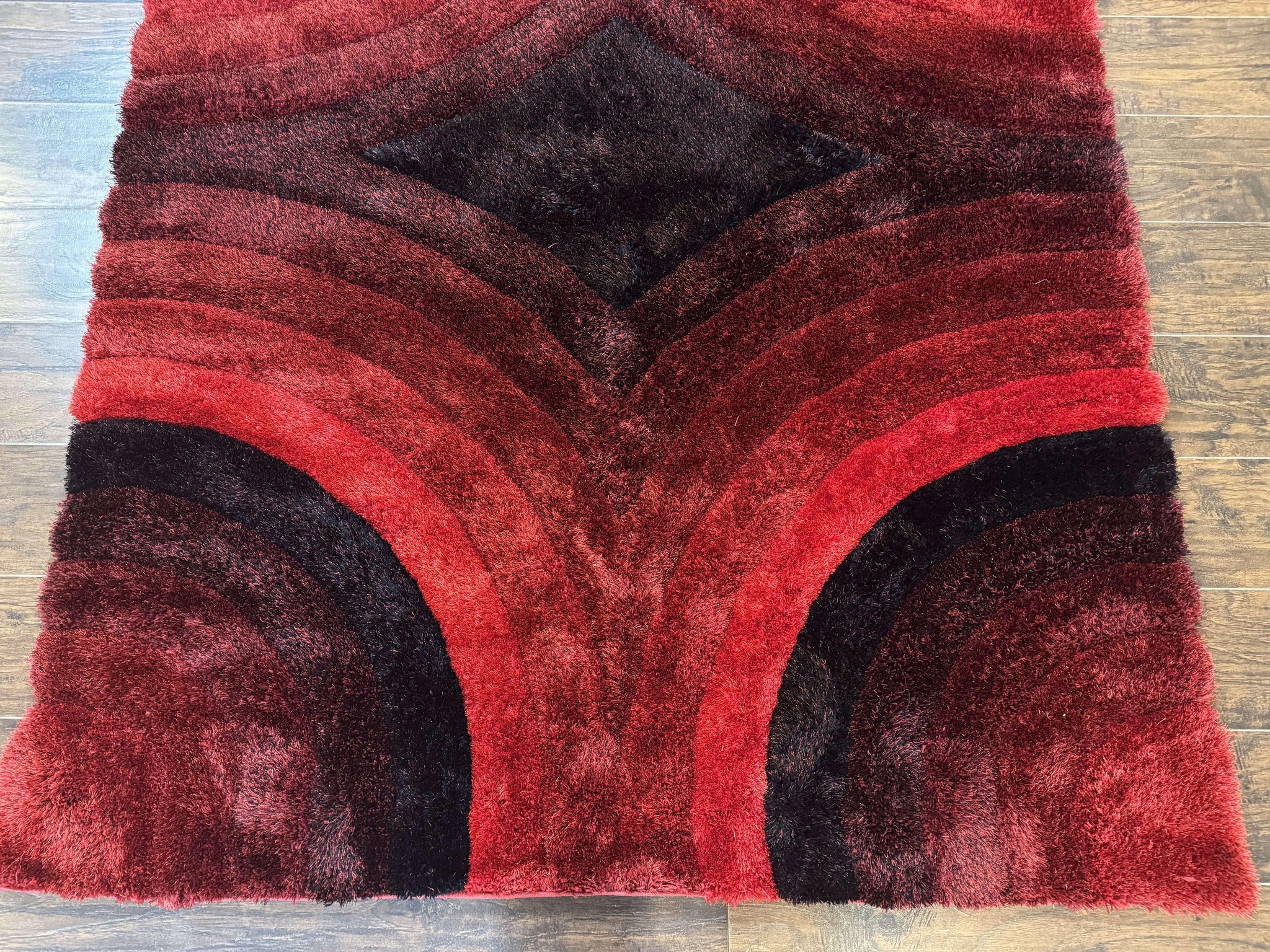 Red and Black Shag Rug 5x7, Pair A by Jewel Rugs