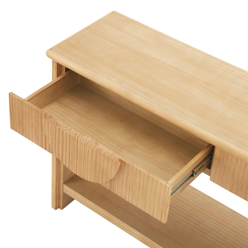 Fluted Console Table With Semi Circular Drawers - Natural by HouseOfZazla