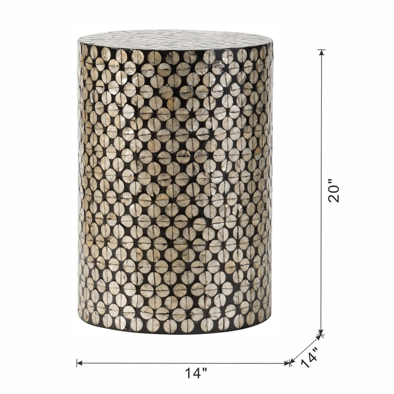 D14x20" Cylindrical Garden Capiz Stool Black/Gold by HouseOfZazla