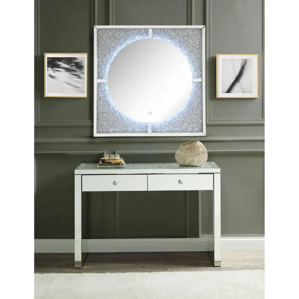 Noralie - 32"H Console Table - Mirrored & Faux Diamonds by Unique Piece Furniture