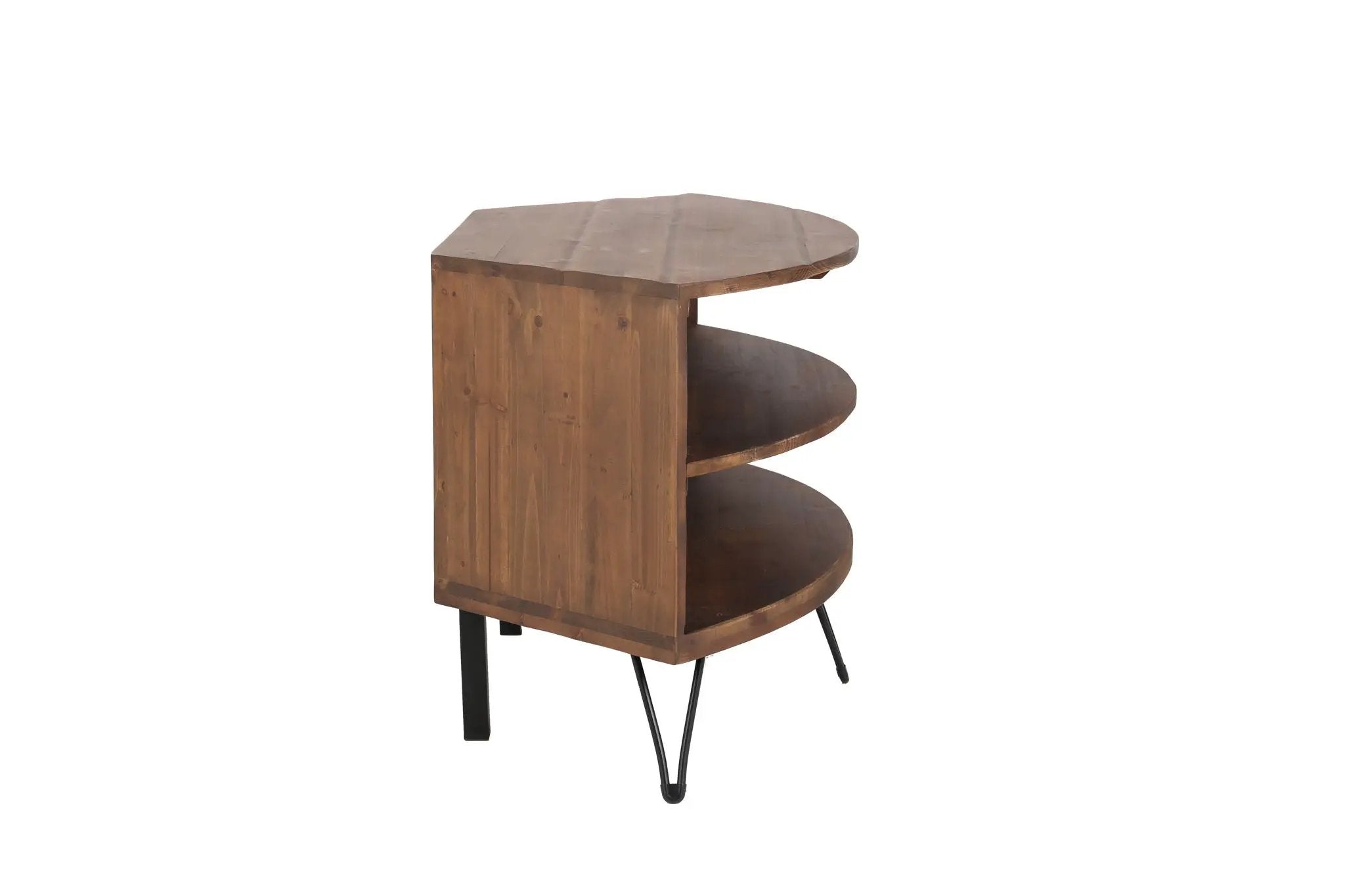 Fan Shape Reclaimed Wood Corner Media Table For Living Room Wise Use Your Space - Natural by HouseOfZazla
