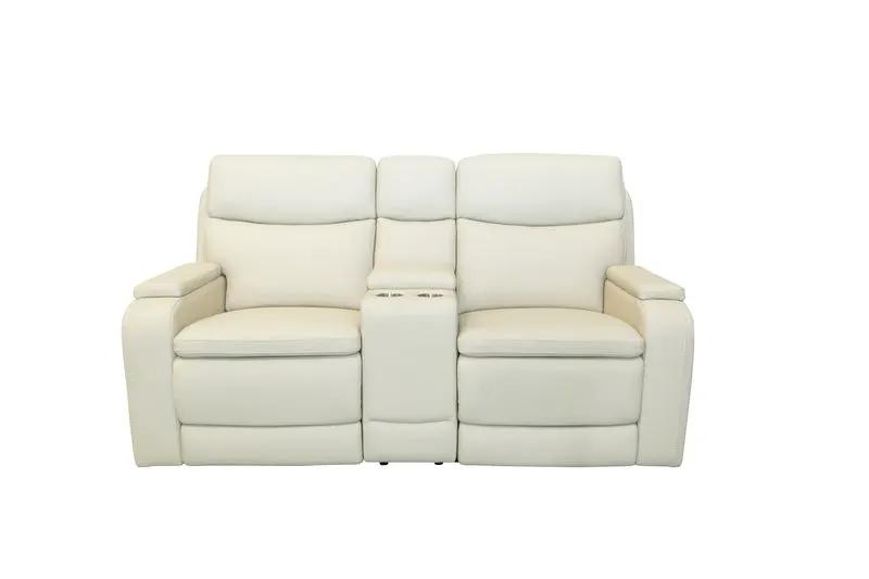 Gunner - Power Console Loveseat Recliner With Power And Power Headrest - Almond by Unique Piece Furniture