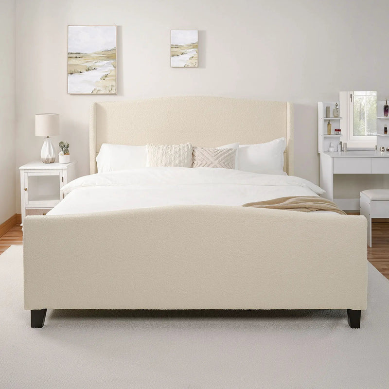 Platform Bed Frame With Tall Headboard And High Footboard by HouseOfZazla