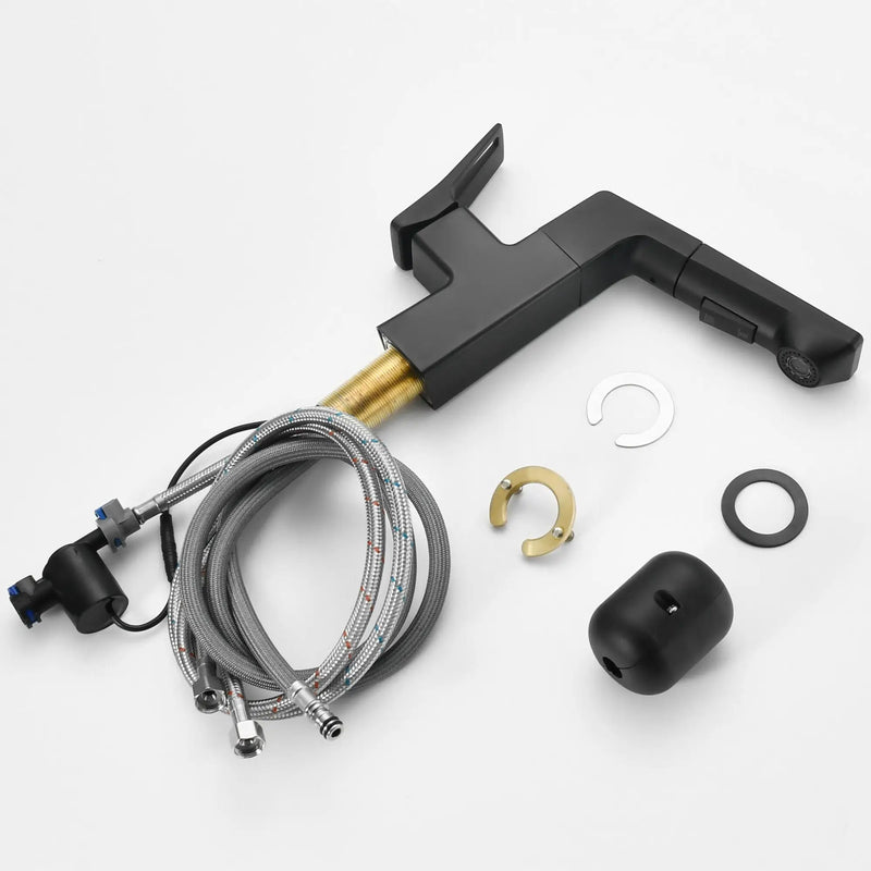 Modern Smart LED Bathroom Faucet With Temperature Digital Display And Pull Down Sprayer by HouseOfZazla