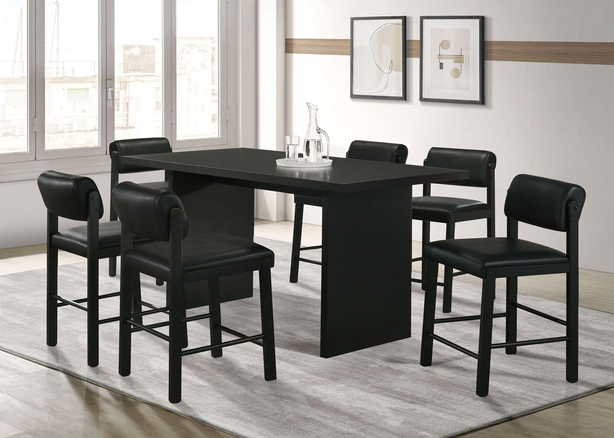 Decker 7-piece 70-inch Rectangular Counter Height Dining Set Black by Unique Piece Furniture