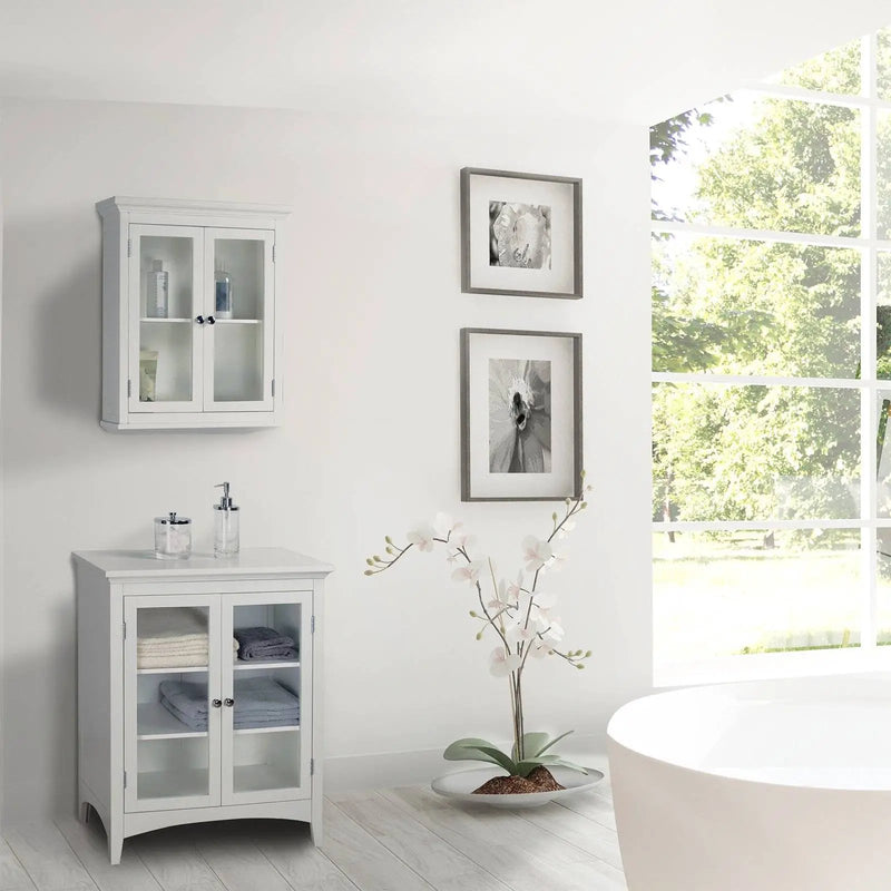 Classic 2-Door Bathroom Wall Cabinet in White Finish by HomePacific