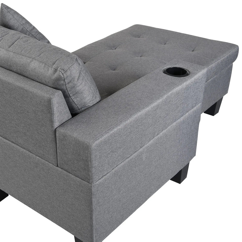 Sectional Sofa Set For Living Room With L Shape Chaise Lounge, Cup Holder And Left Or Right Hand Chaise Modern 4 Seat by HouseOfZazla