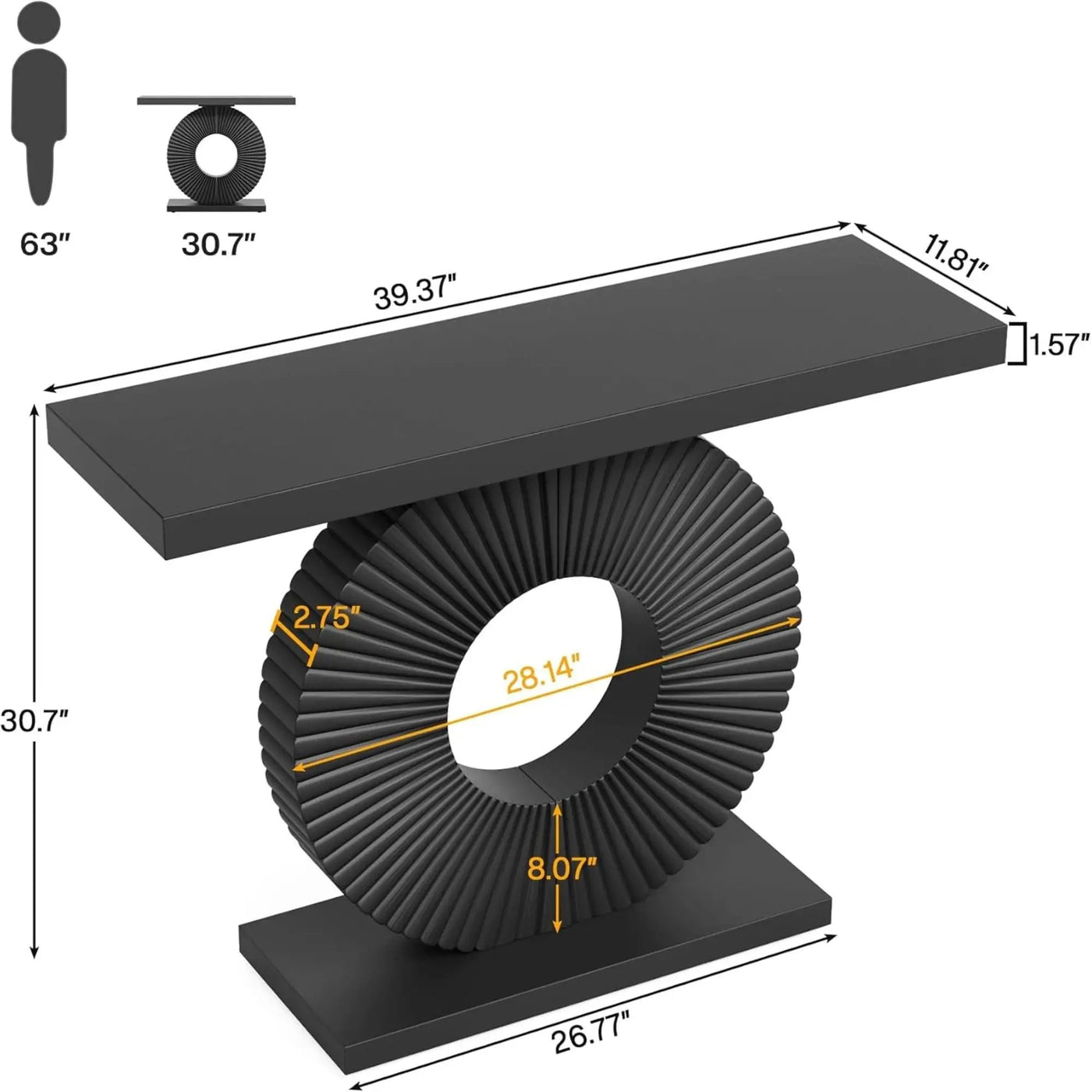 Modern Console Table With Sculptural Geometric Base by HouseOfZazla