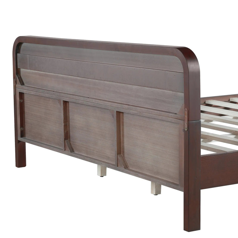 Pine Solid Wood Queen Size Bed, Dark Walnut by HouseOfZazla