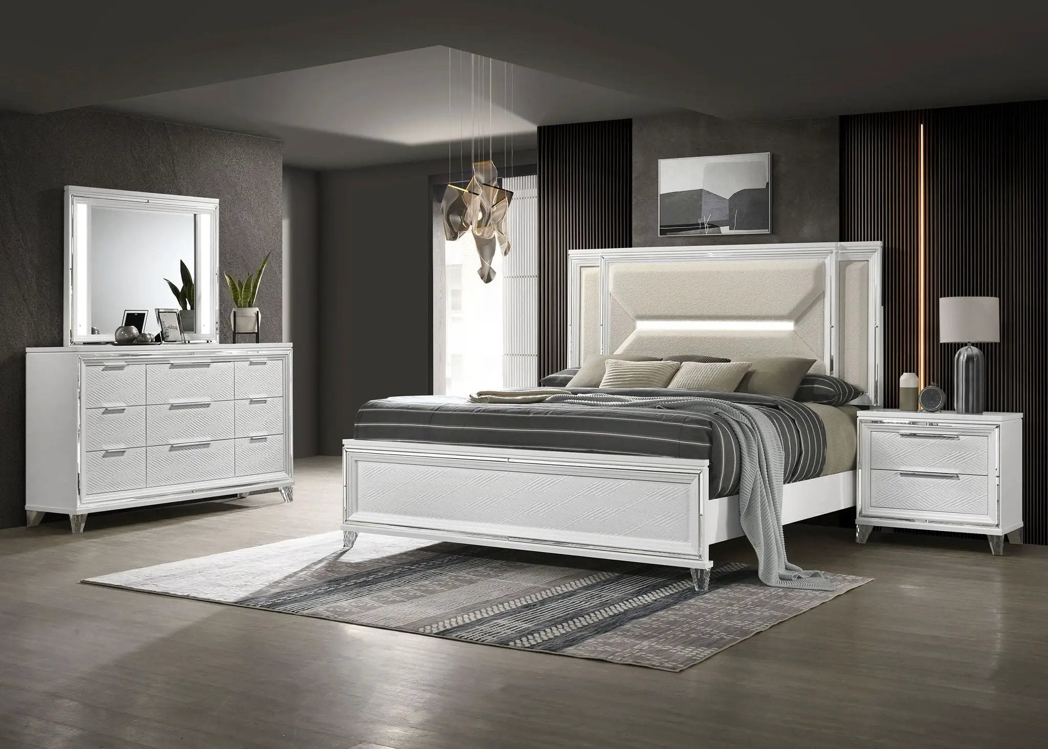 Marmore 4-piece Queen Bedroom Set White by Unique Piece Furniture