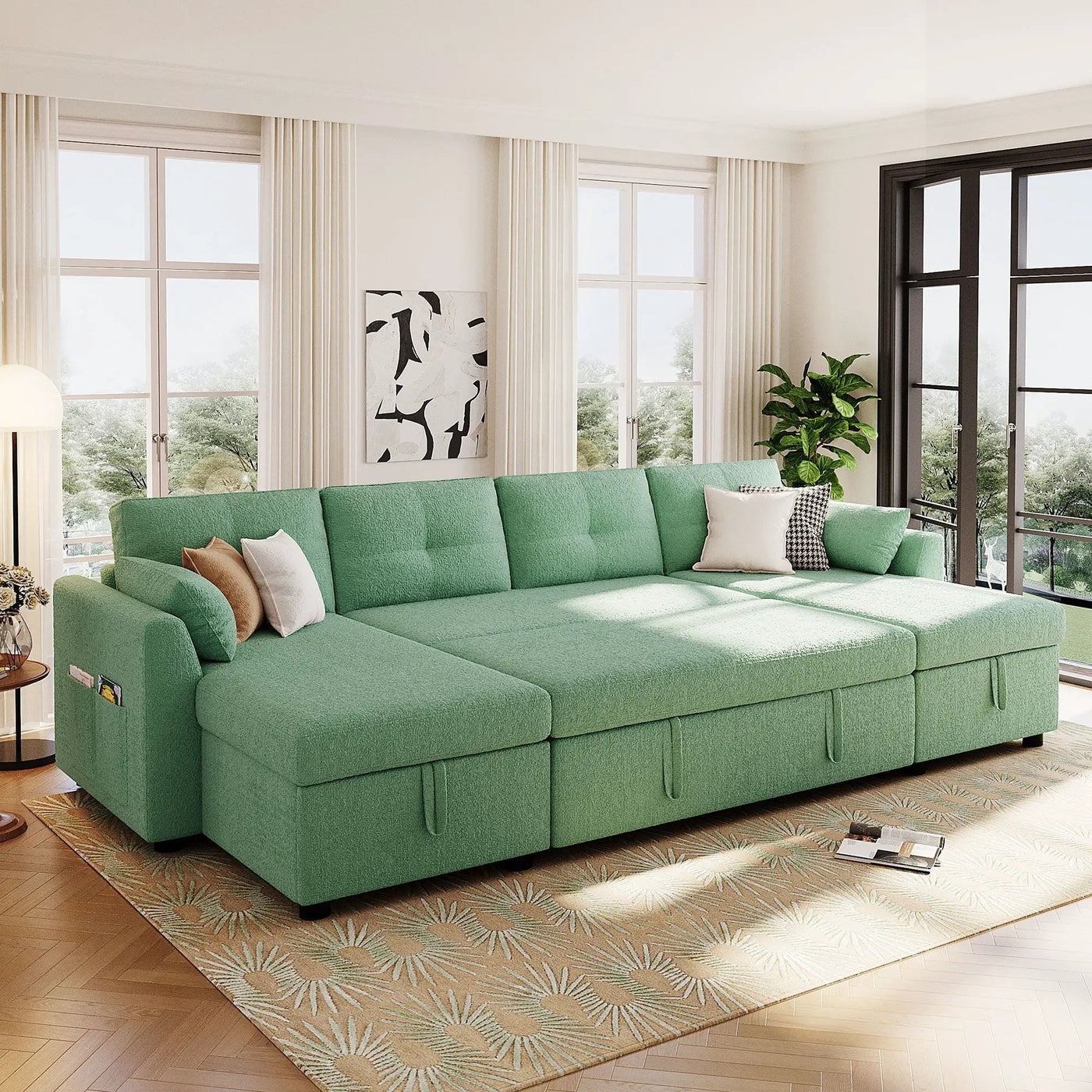 U-Shaped Sectional Sofa Bed With Storage And USB Ports by Unique Piece Furniture