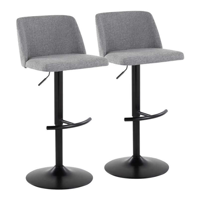Toriano - Contemporary Adjustable Bar Stool With Rounded T Footrest (Set of 2) by HouseOfZazla