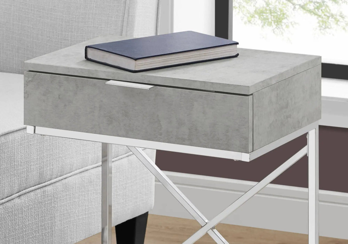 Accent Side Table with Storage Drawer, Spacious Tabletop, Contemporary Design by HouseOfZazla