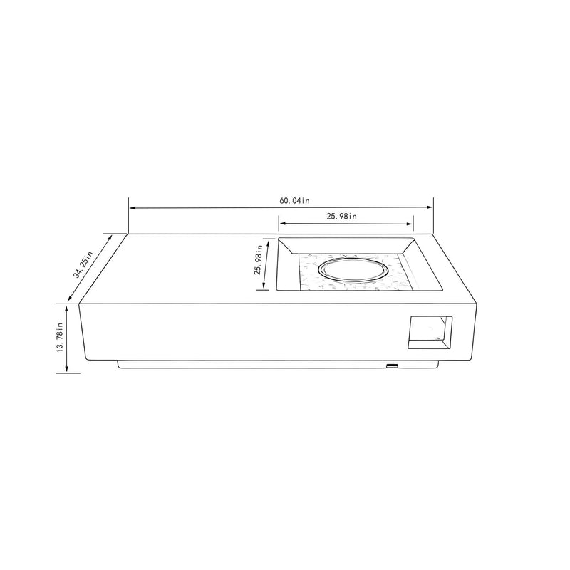 Propane Gas Fire Pit Table, 50000 Btu, Rectangular For Outside - Light Gray by HouseOfZazla