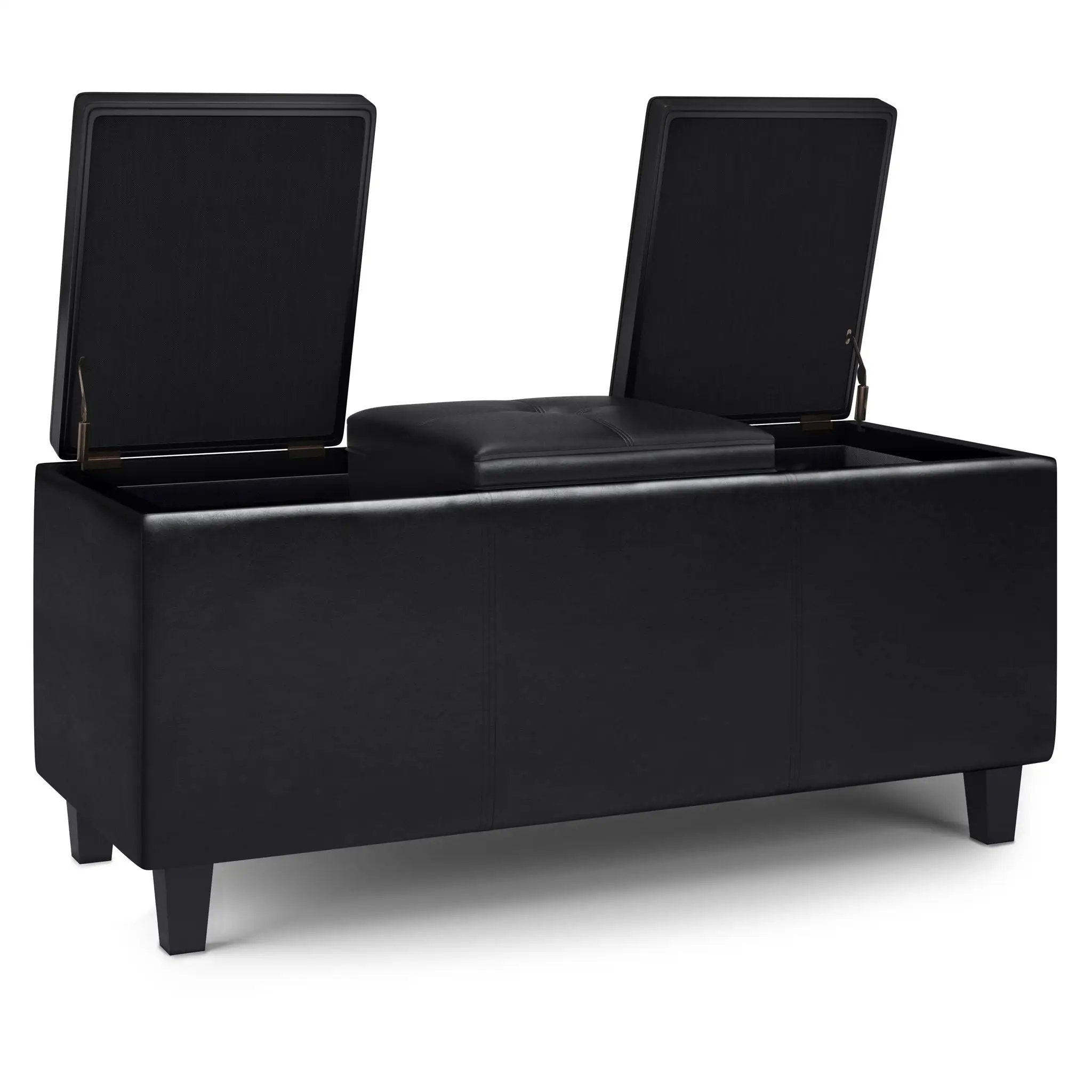 Avalon - Tray Storage Ottoman With Lift Up Lids - Midnight Black by Unique Piece Furniture
