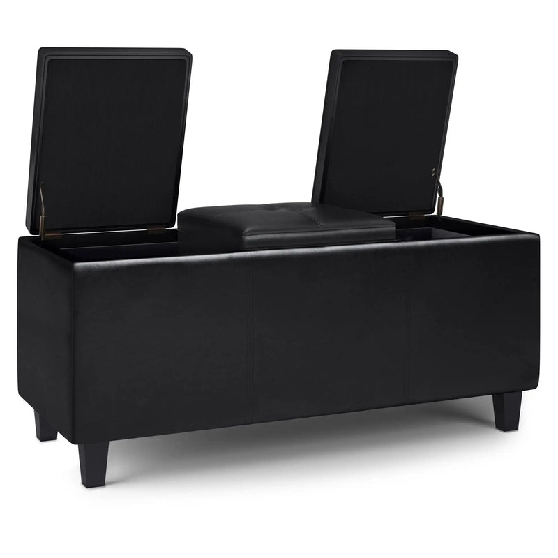 Avalon - Tray Storage Ottoman With Lift Up Lids - Midnight Black by Unique Piece Furniture