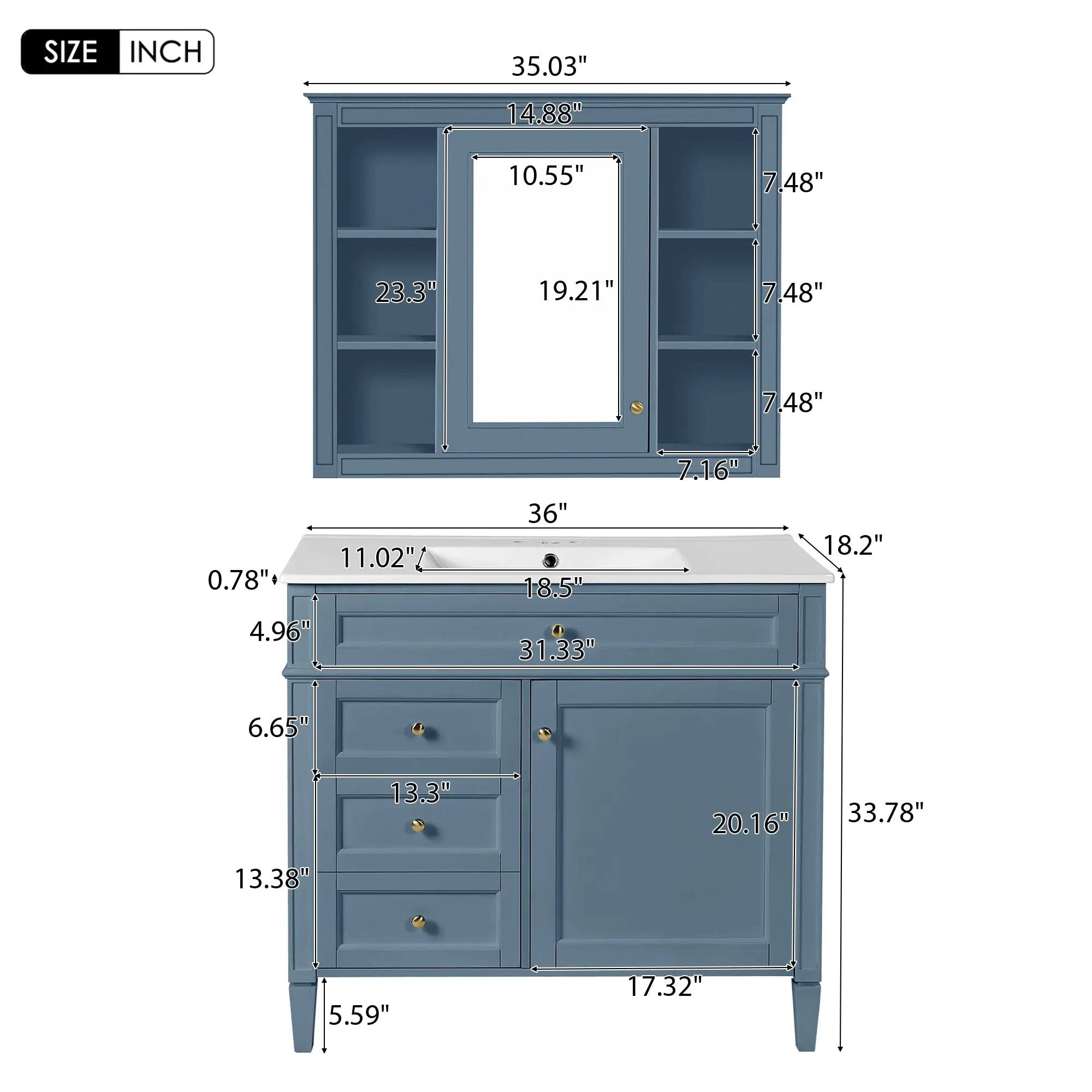 36'' Bathroom Vanity with Medicine Cabinet by HouseOfZazla