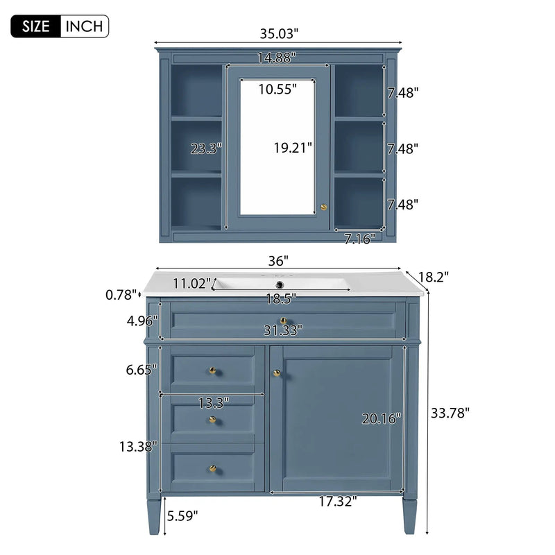 36'' Bathroom Vanity with Medicine Cabinet by HouseOfZazla