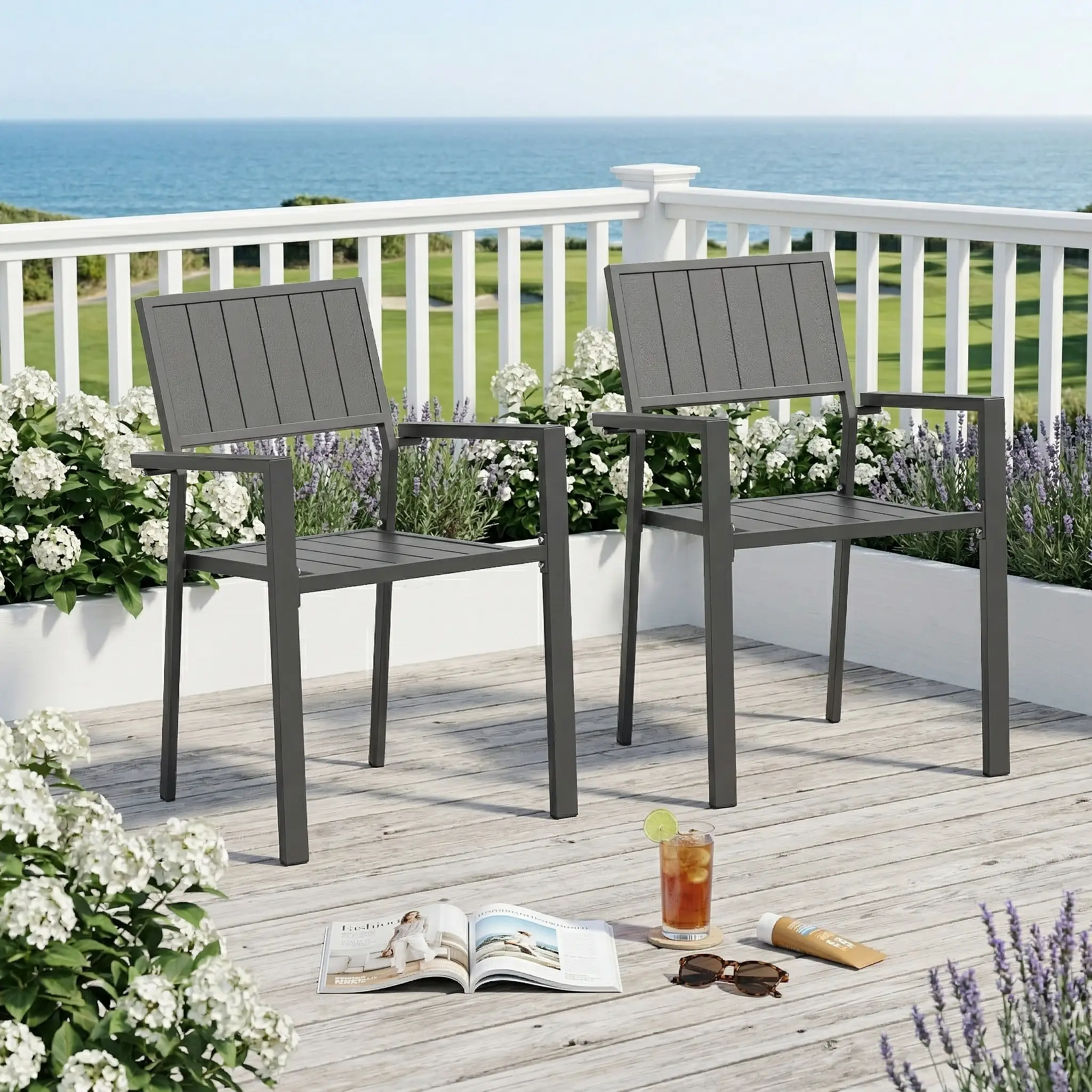 Modern Outdoor Indoor Metal Side Chair - Set of 2 by HouseOfZazla