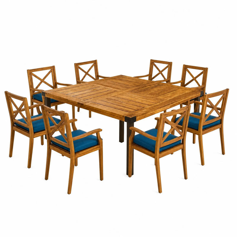 9-Piece Acacia Wood Outdoor Patio Dining Set by HouseOfZazla