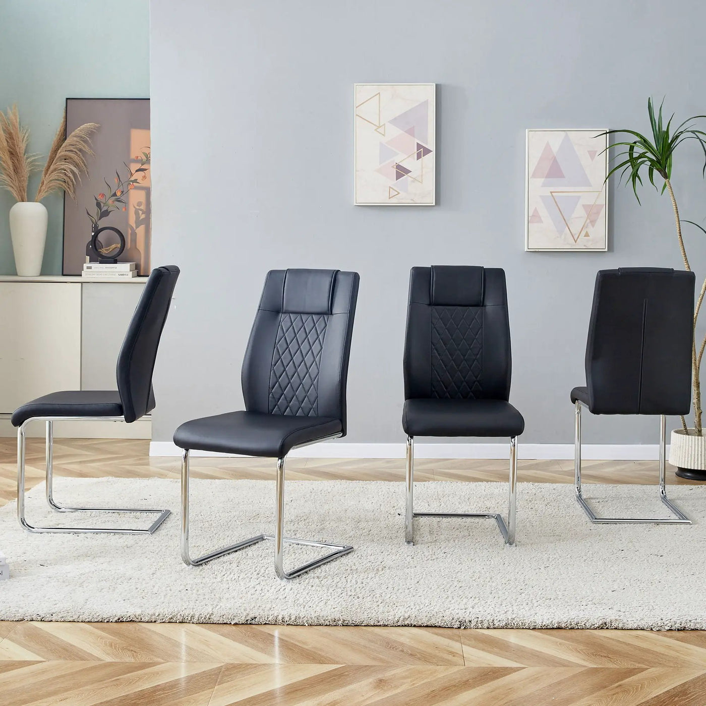 Modern Dining Chairs With Padded Seat, Metal Legs by Unique Piece Furniture