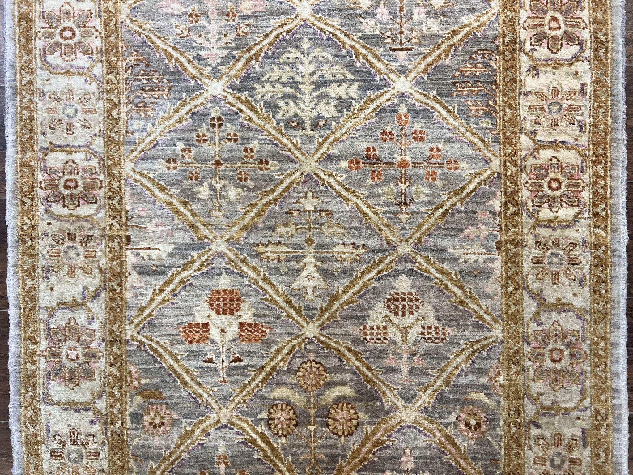 Pakistani Peshawar Rug 3.6 x 5, Safavieh Wool Handmade Hand Knotted Vintage Rug, Panel Design Oriental Carpet, Pair C by Jewel Rugs