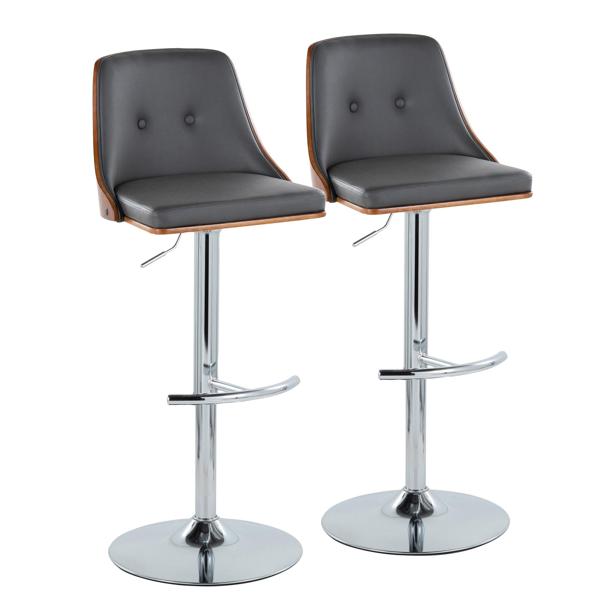 Gianna - Mid Century Modern Adjustable Barstool With Swivel With Rounded T Footrest (Set of 2) by Unique Piece Furniture