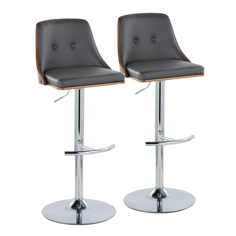 Gianna - Mid Century Modern Adjustable Barstool With Swivel With Rounded T Footrest (Set of 2) by HouseOfZazla