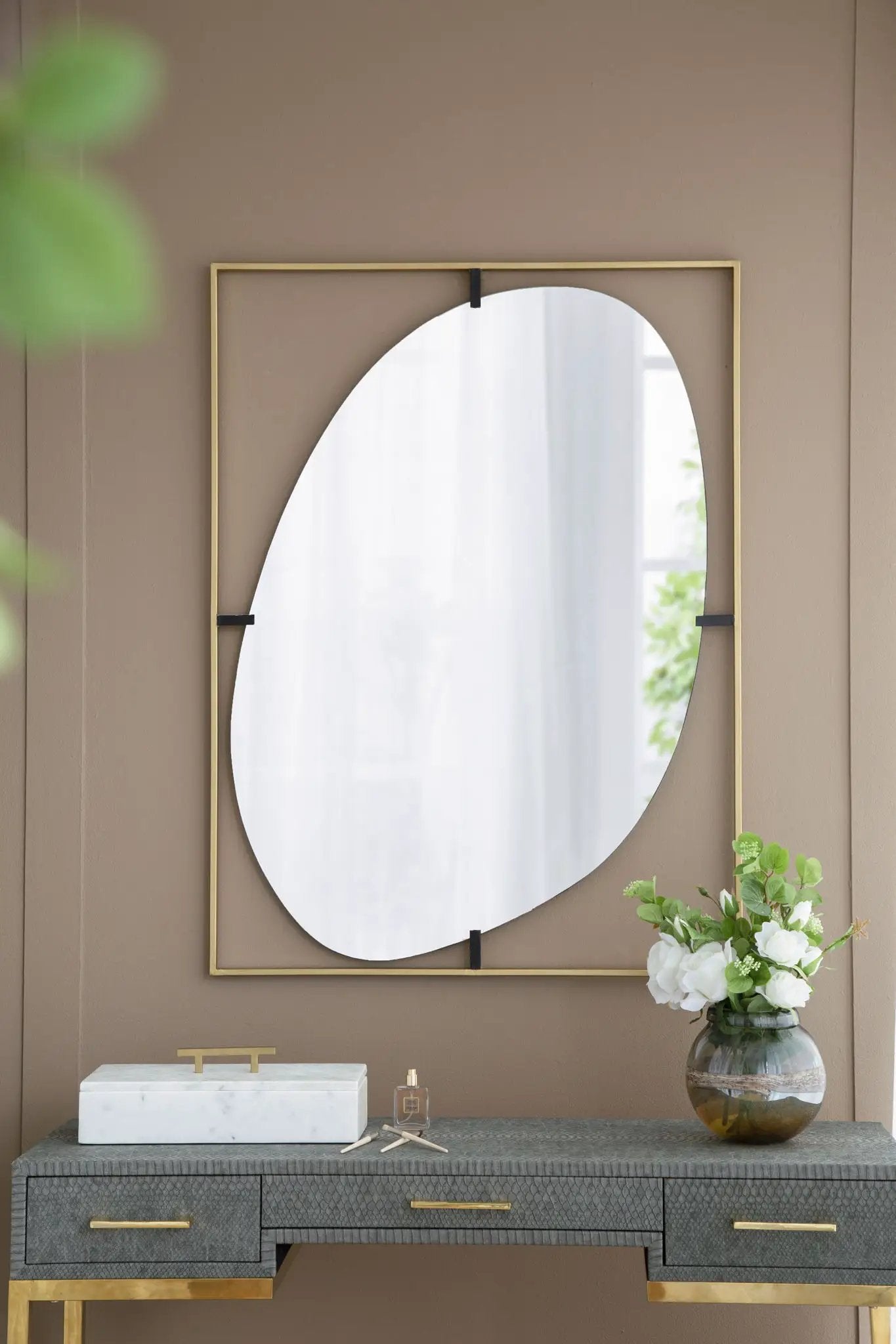 Poppy Mirror With Metal Frame Contemporary Design For Bathroom, Entryway Wall Decor by Unique Piece Furniture
