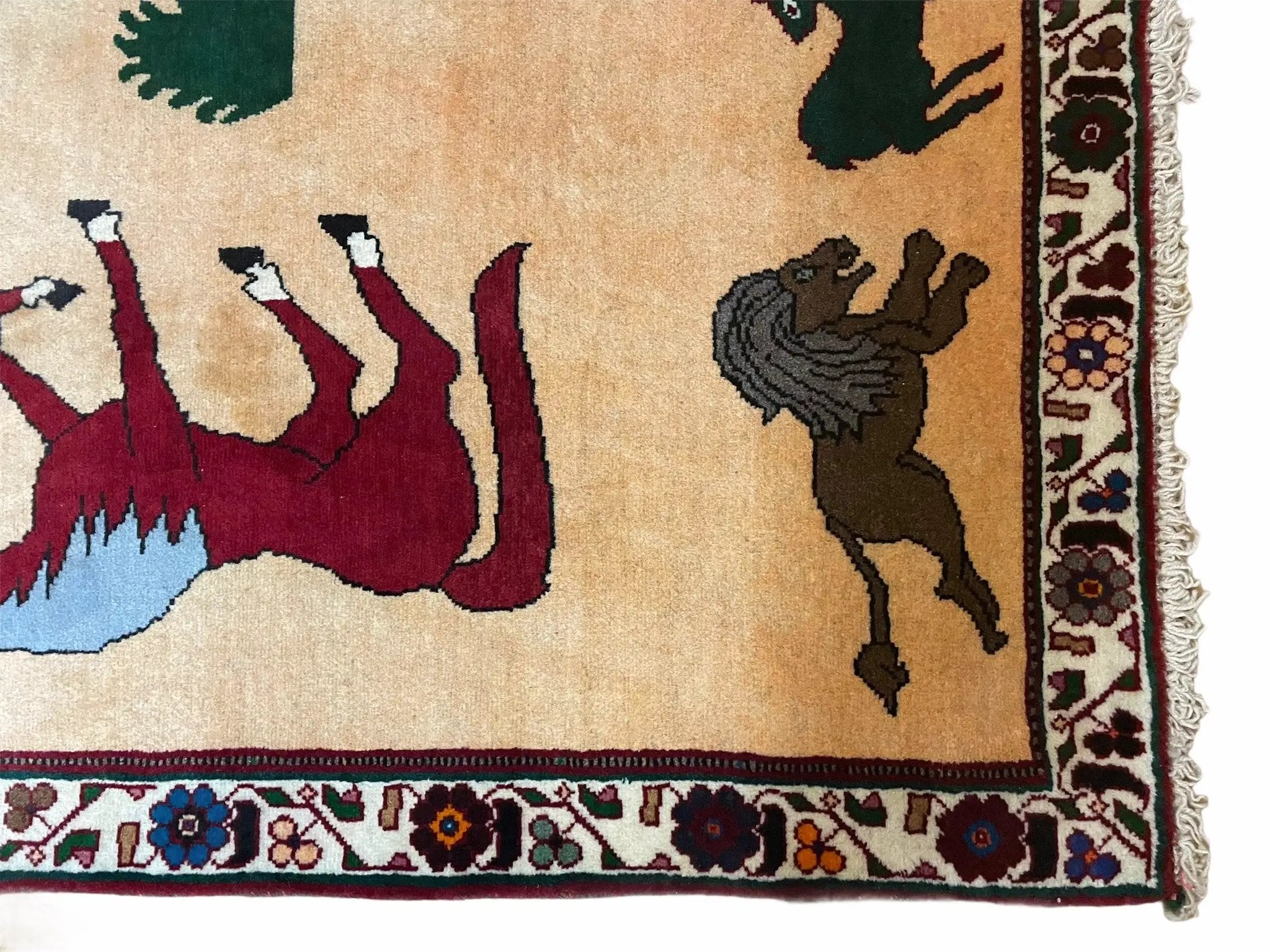 4x6 Rug Handmade Zagros Quality Wool Horses Tribal Hand-Knotted Rug Veggie Dye by Jewel Rugs