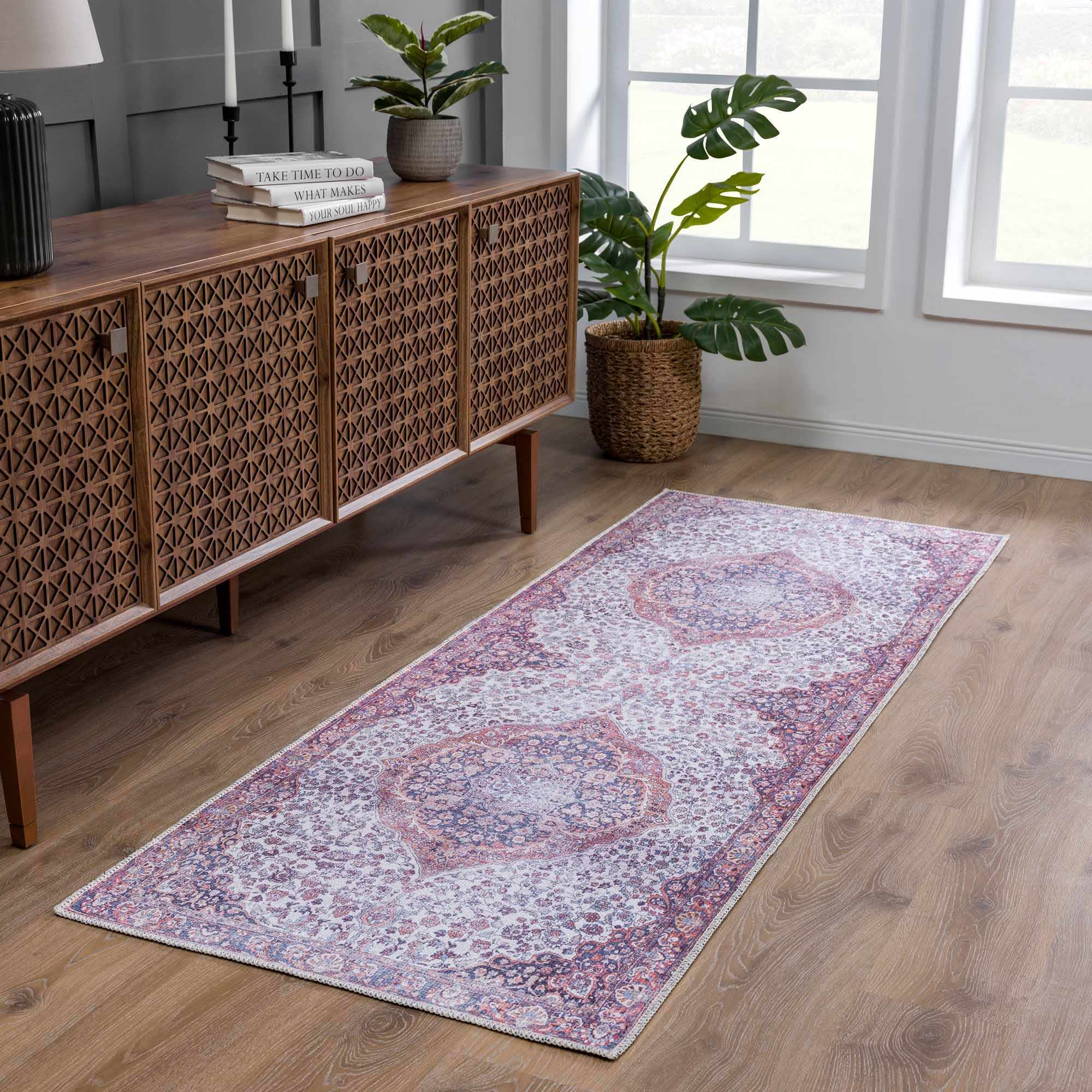 Red Cael Tumble Dry Washable Rug - Clearance by Boutique Rugs