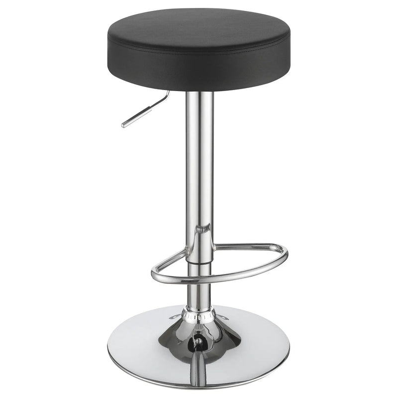 Adjustable Hydraulic Bar Stool With Base And Padded Seat - Black / Silver by HouseOfZazla