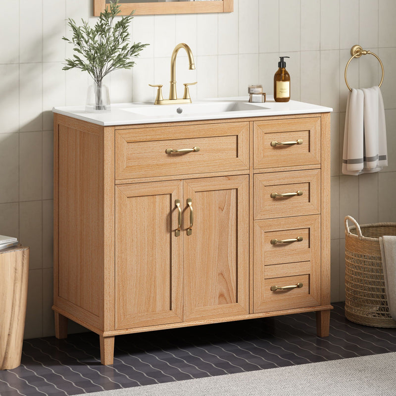 Bathroom Vanity With Sink, Soft Close Doors & Drawers - Wood by HouseOfZazla