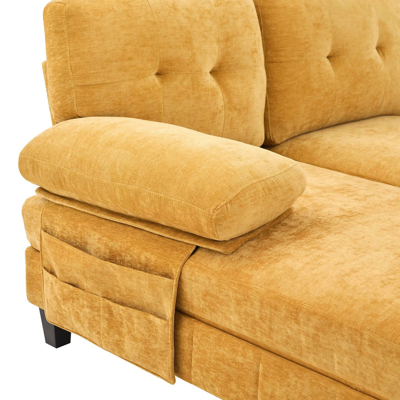 U-Shaped Sectional Sofa 103.5" Fabric Couch With Dual Chaise Lounges, Storage Pockets, Armrest Pillows by HouseOfZazla