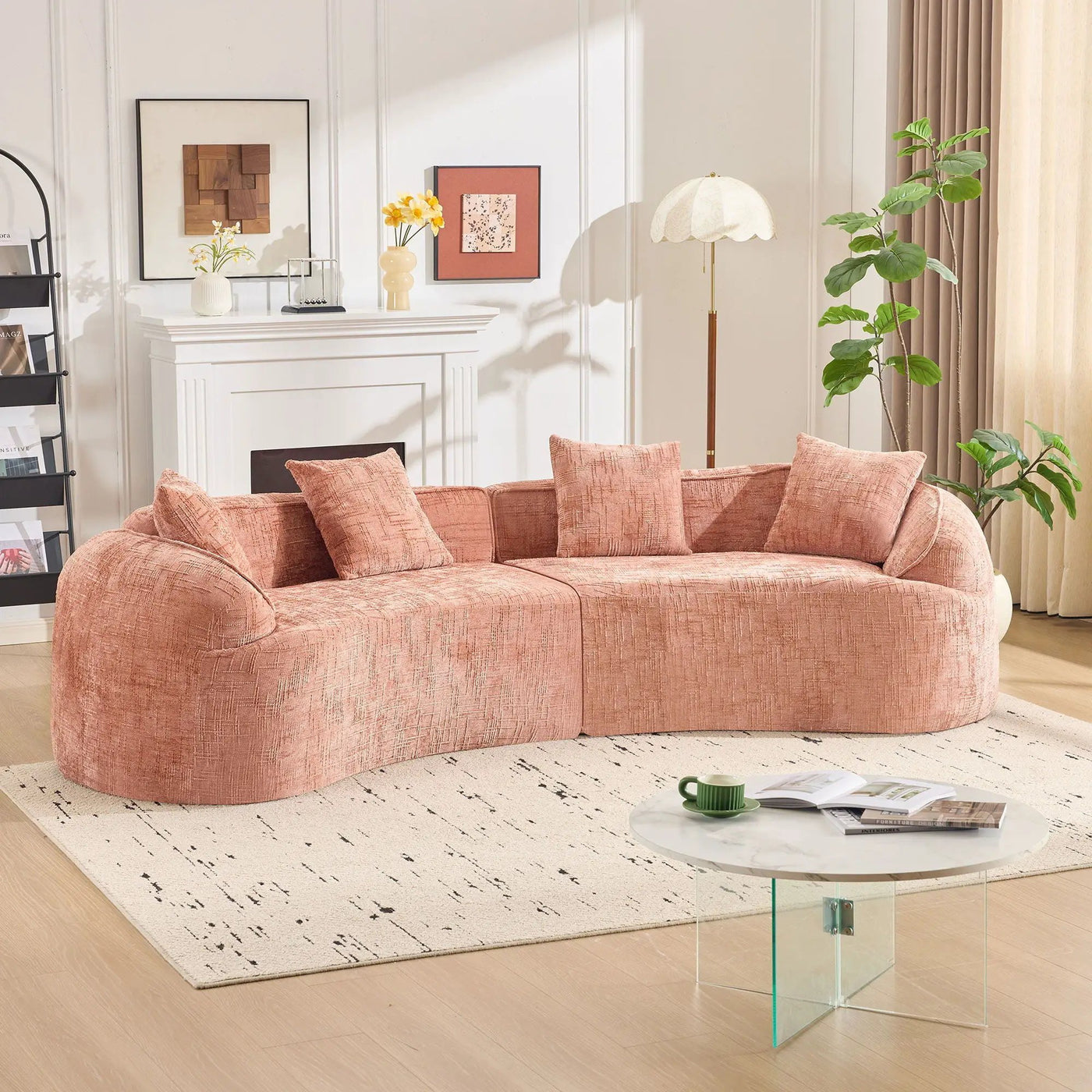 Curved Compressed Sofa, Nordic-Style Design For Living Room by Unique Piece Furniture