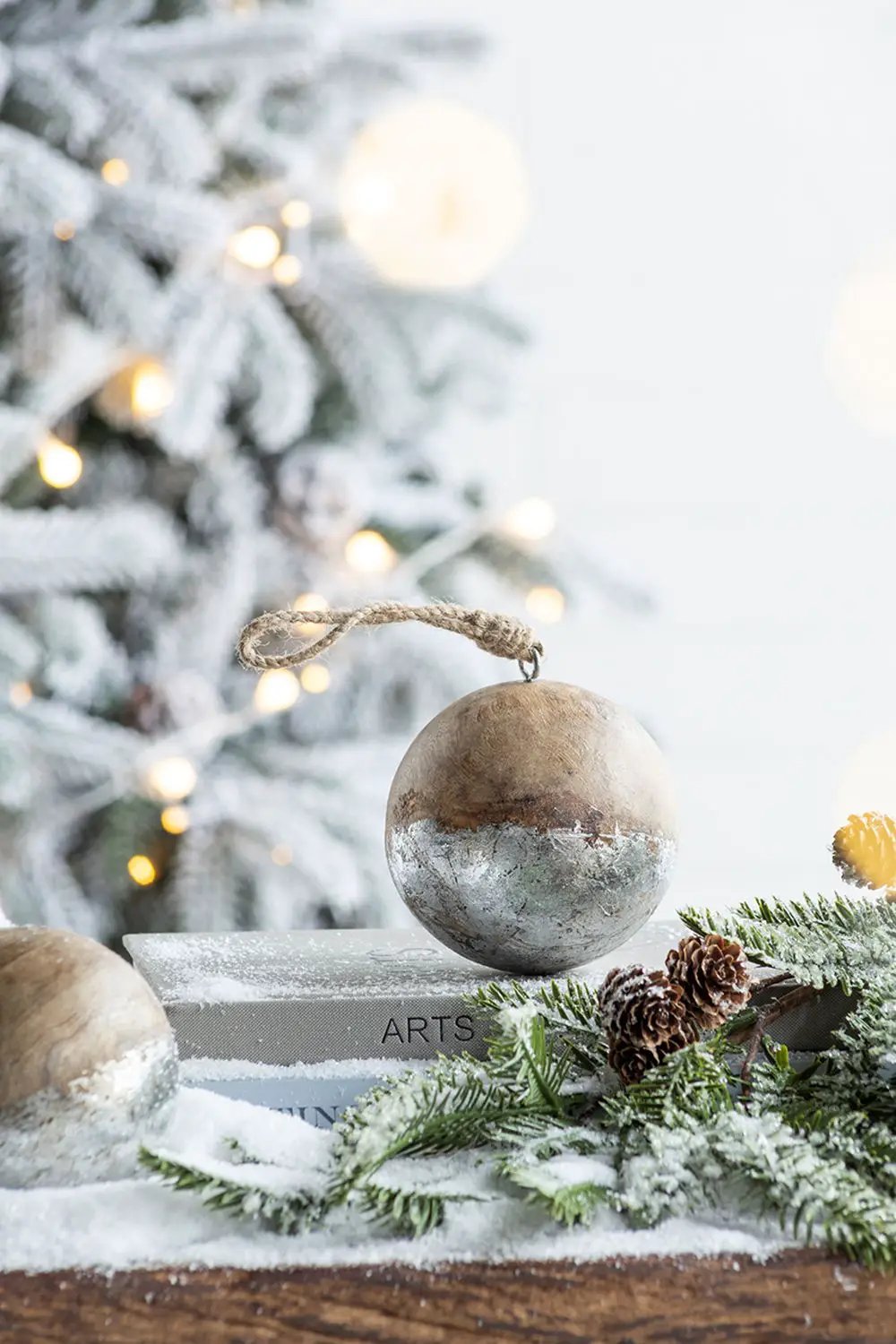 Christmas Ball Ornaments, Wood Decorative Hanging Ball Christmas Tree Ornaments For Holiday Party Decorations by Unique Piece Furniture