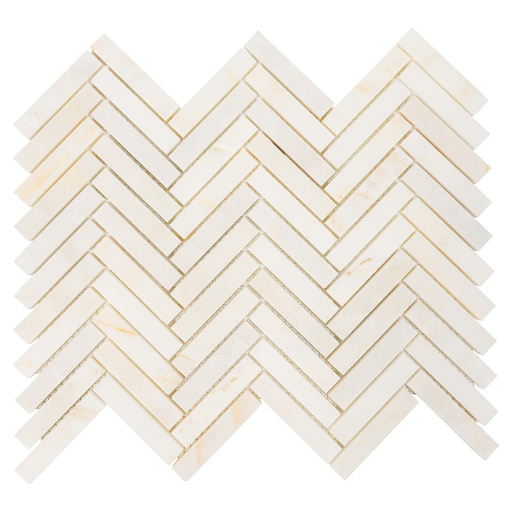 Cal Amb Honed Herringbone 5/8x2 15/16 Marble Honed 16x16 Mosaics