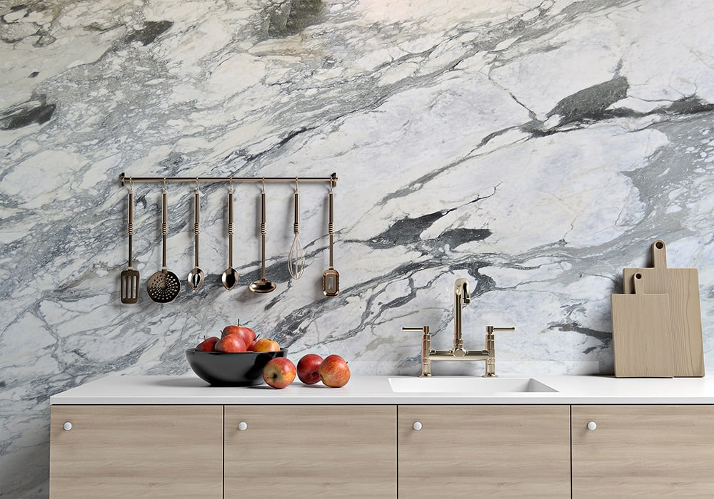 Calacata Vision Polished Marble Slab Random room scene 2