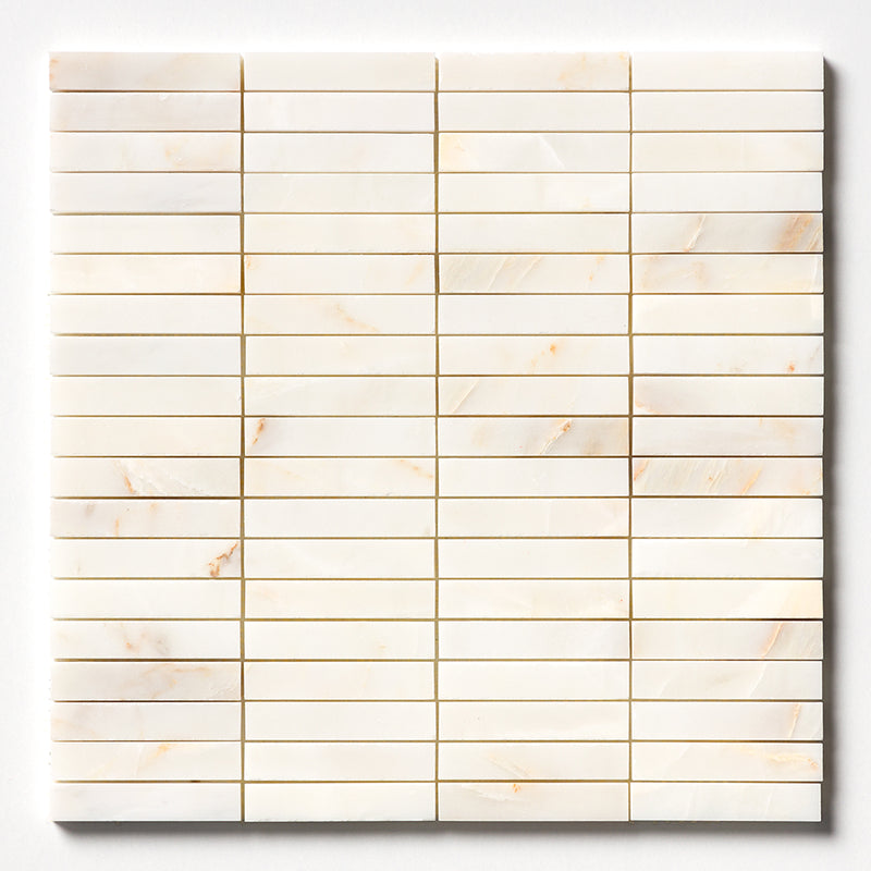 Calacatta Amber Honed 5/8x3 Marble Honed 12x12 Mosaics
